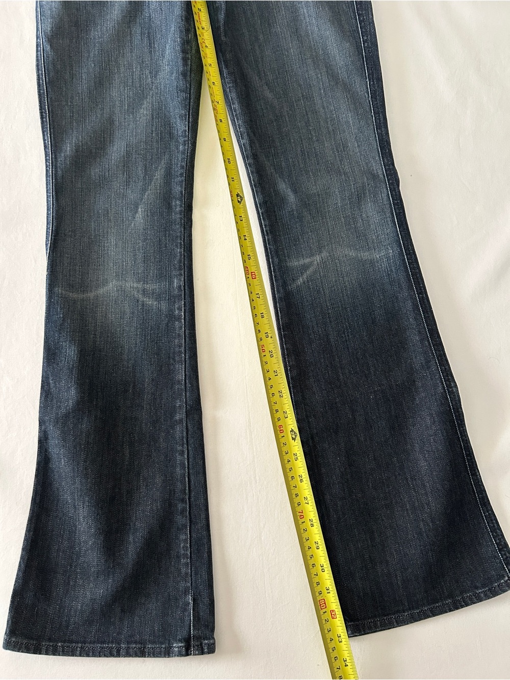 7 for all mankind Women's Dark Wash Flare Jeans - Classic Blue Denim - Picture 6 of 8